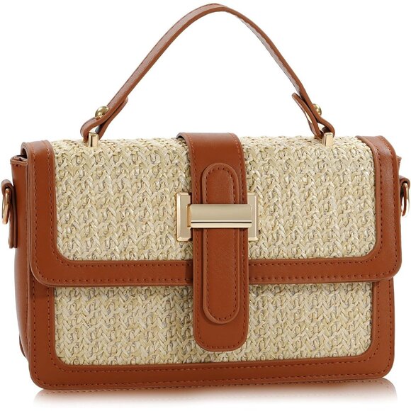 Accessories - Women Straw Crossbody Bag Summer Beach Purse Woven Shoulder Handbag